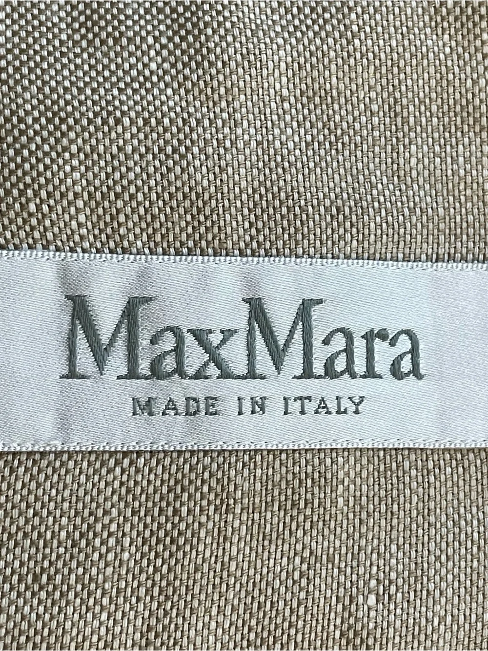 MaxMara | Beige Khaki Linen Two Button Slit Sleeve Unstructured Blazer